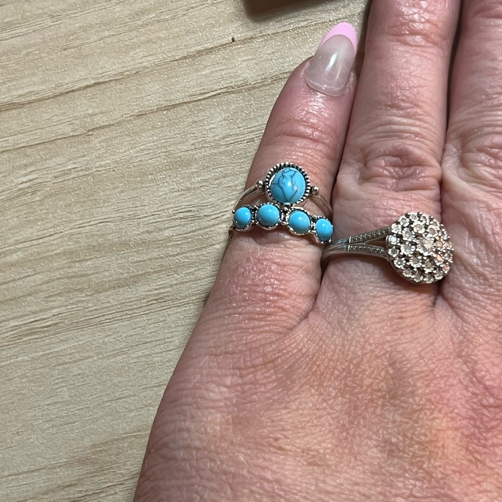 Turquoise Stone Silver-Accent Ring - Turquoise - image 4